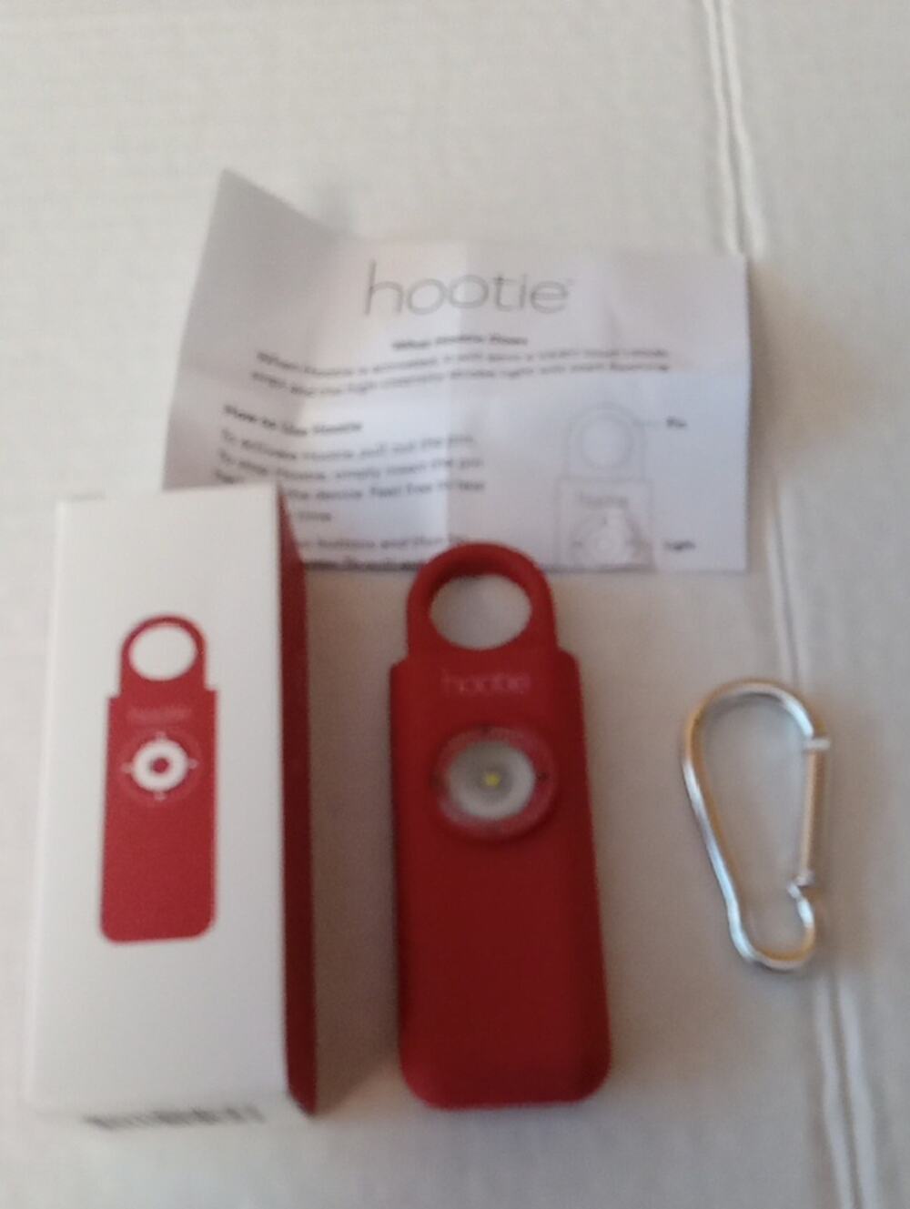 NIB Hootie Personal Safety Alarm for Women, Men, & Kids - Keychain Alarm- RED